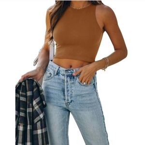 Reoria Crop Tank Top Lined‎ Compression UT Longhorns Burnt Orange M